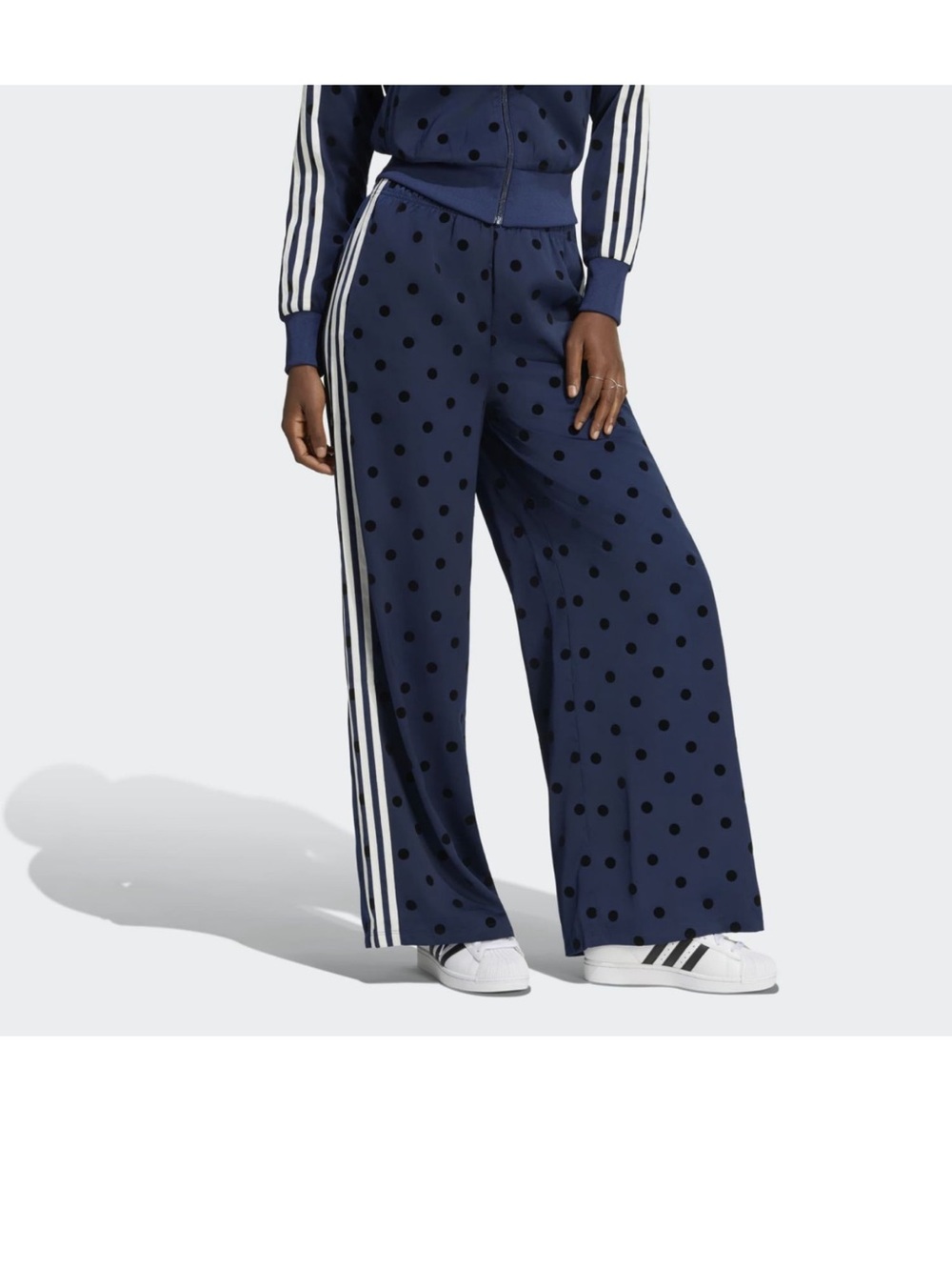 NWT ADIDAS Navy Polka Dot Track Jacket & Wide Leg Pants - Picture 9 of 11
